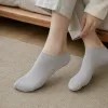 Light grey mesh breathable summer thin short cotton socks details Picture
